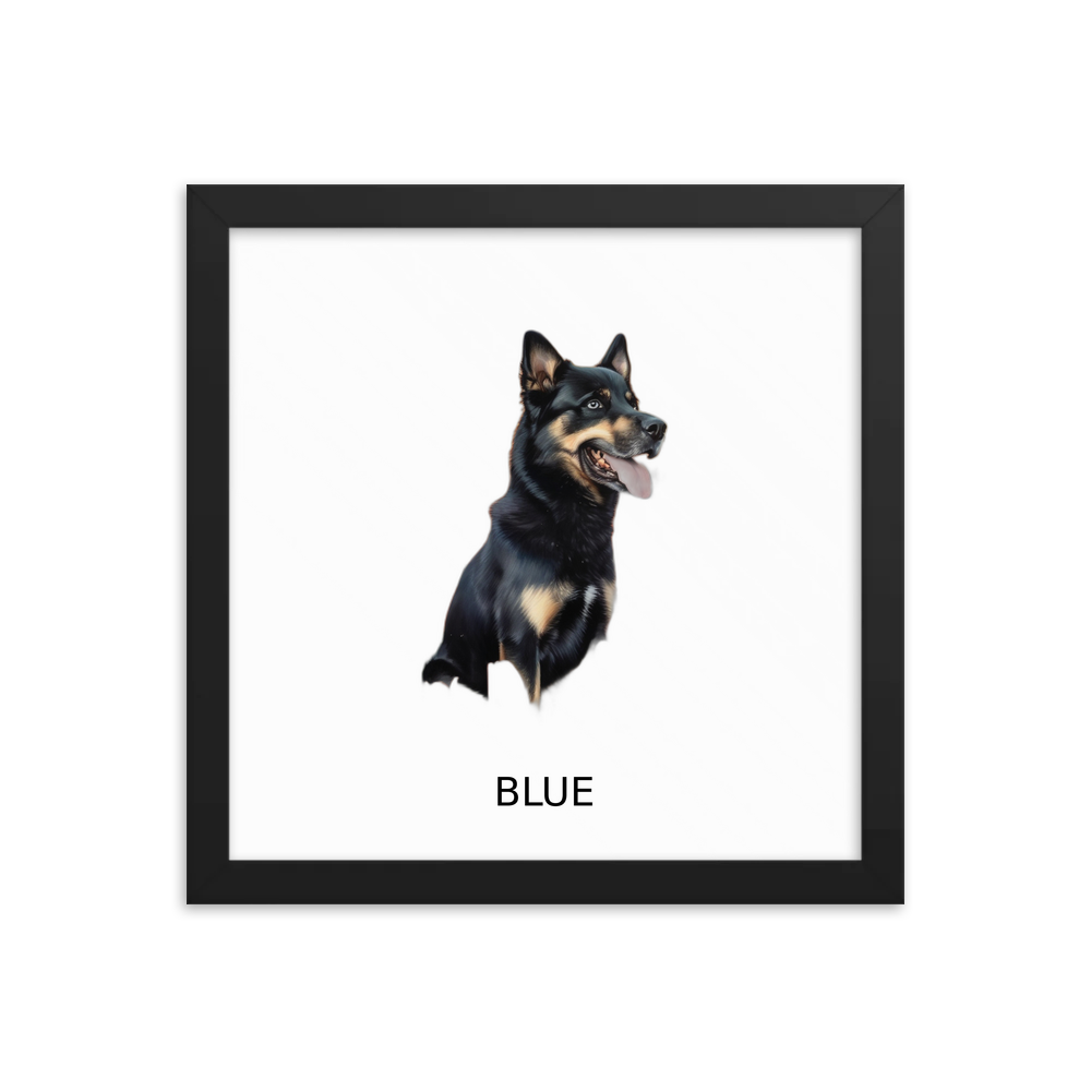 PugMug Custom Blue Framed Print with Your Pet’s Name