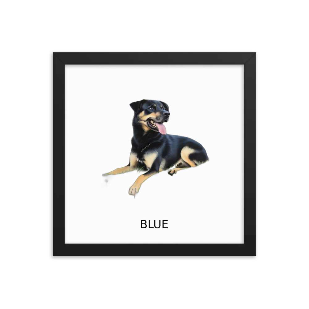 PugMug Custom Blue Framed Print with Your Pet’s Name