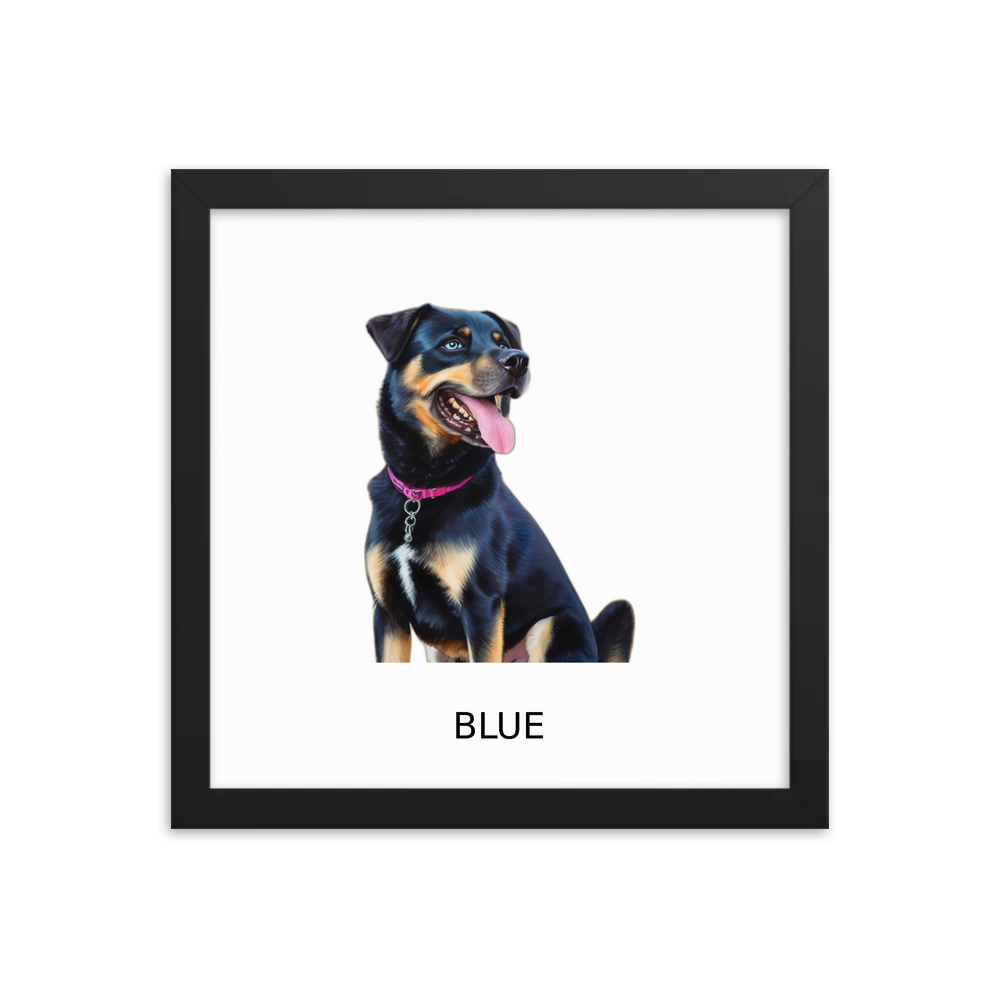 PugMug Custom Blue Framed Print with Your Pet’s Name