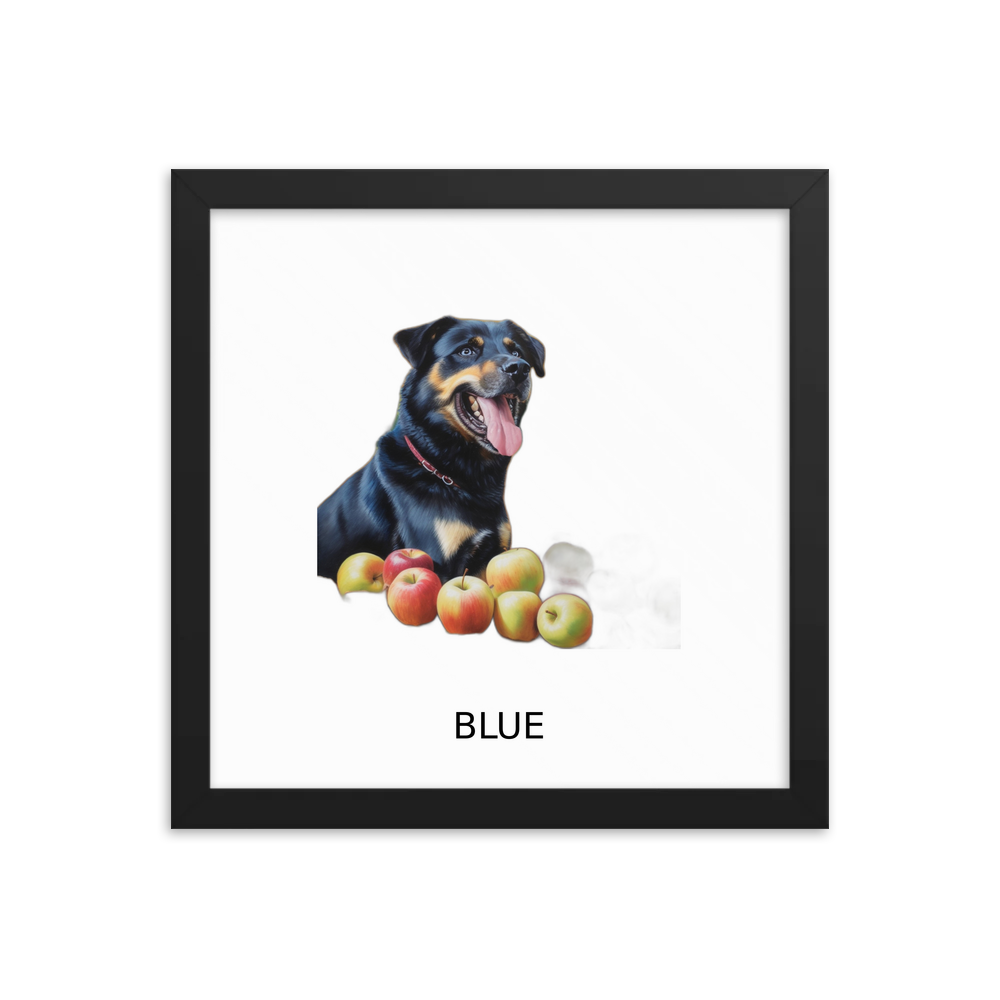 PugMug Custom Blue Framed Print with Your Pet’s Name