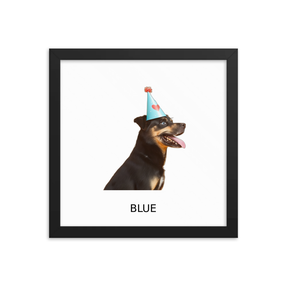 PugMug Custom Blue Framed Print with Your Pet’s Name