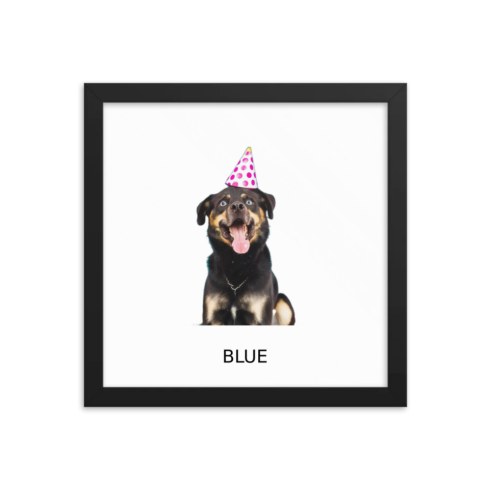 PugMug Custom Blue Framed Print with Your Pet’s Name
