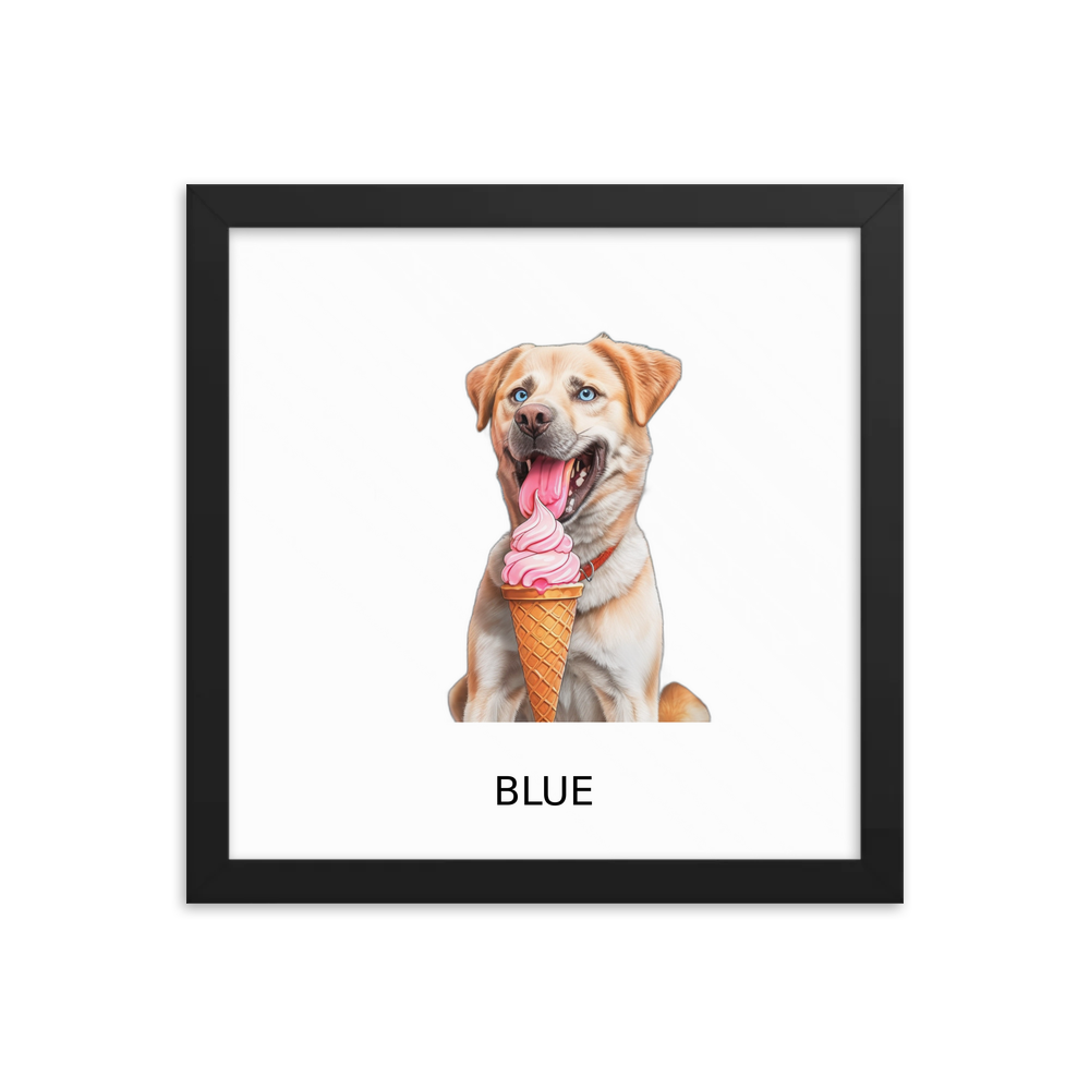 PugMug Custom Blue Framed Print with Your Pet’s Name