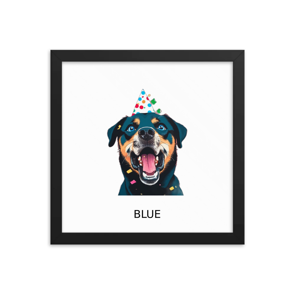 PugMug Custom Blue Framed Print with Your Pet’s Name