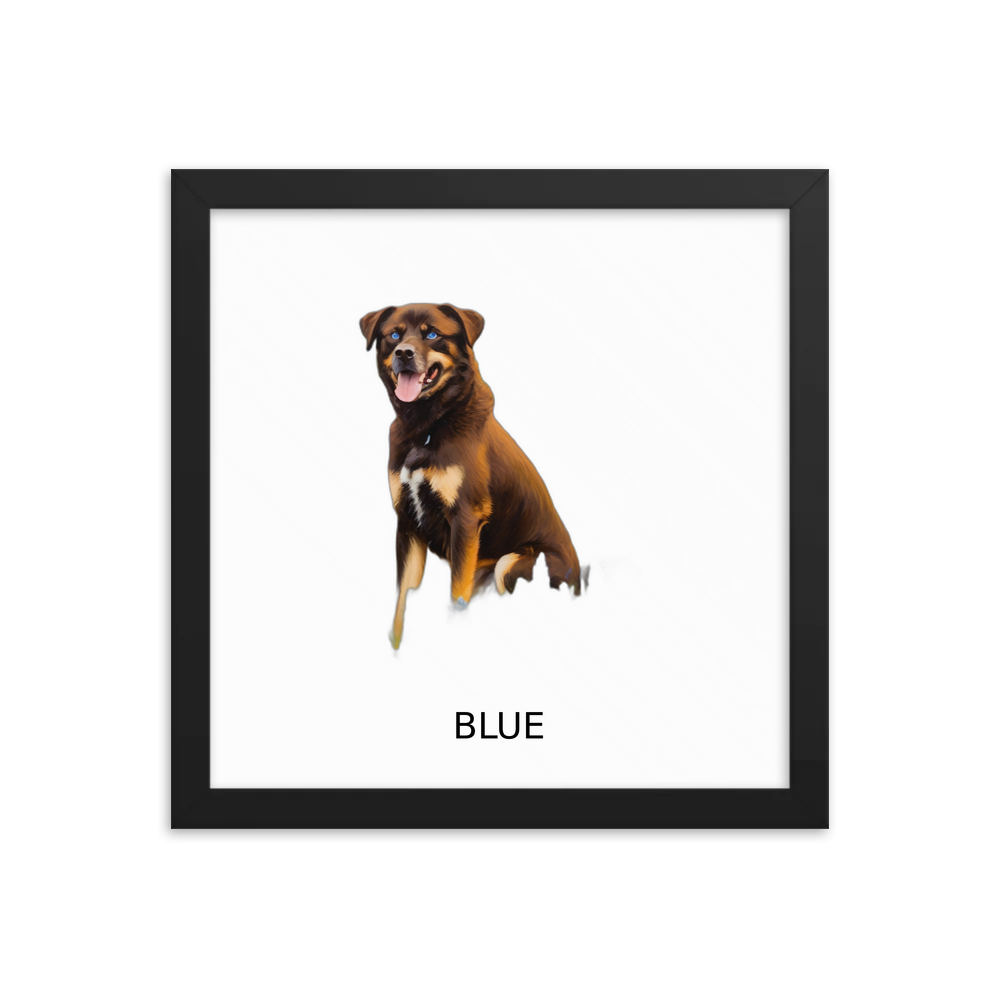 PugMug Custom Blue Framed Print with Your Pet’s Name