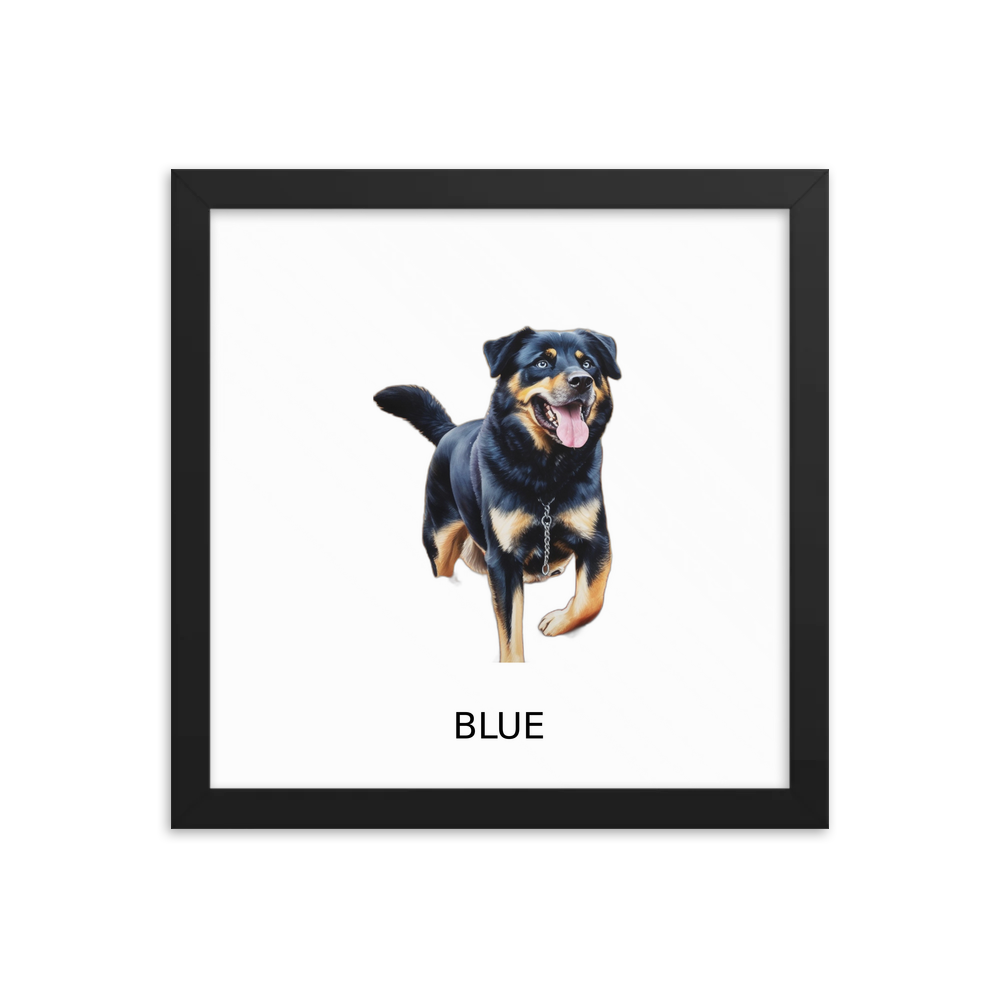 PugMug Custom Blue Framed Print with Your Pet’s Name