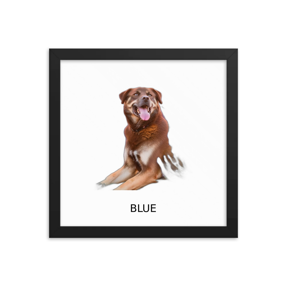PugMug Custom Blue Framed Print with Your Pet’s Name