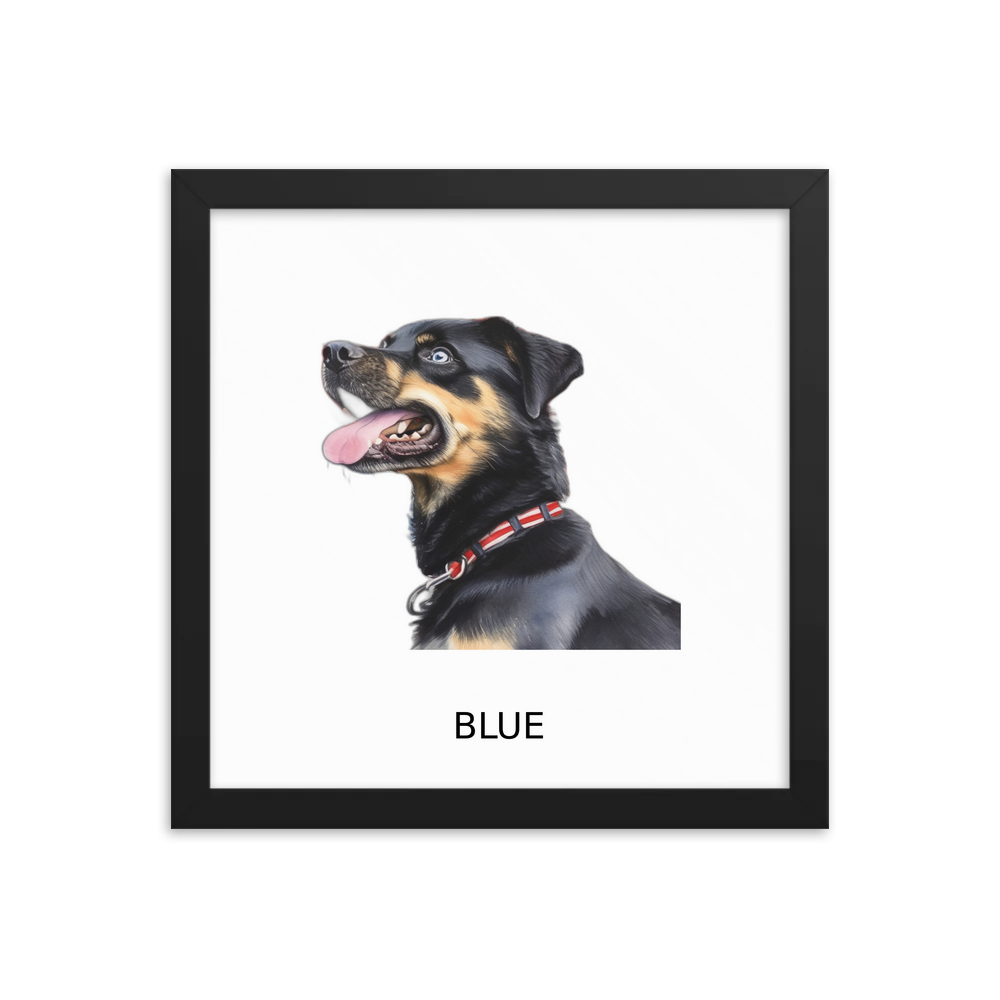 PugMug Custom Blue Framed Print with Your Pet’s Name