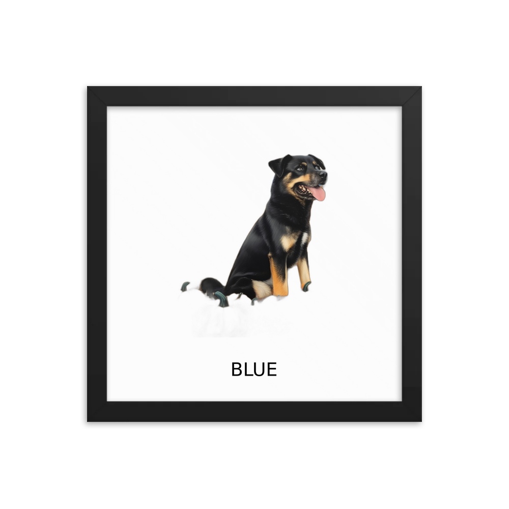 PugMug Custom Blue Framed Print with Your Pet’s Name