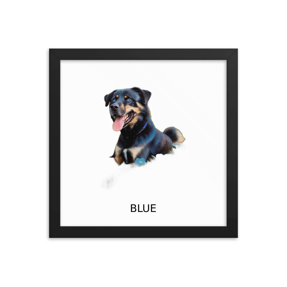 PugMug Custom Blue Framed Print with Your Pet’s Name