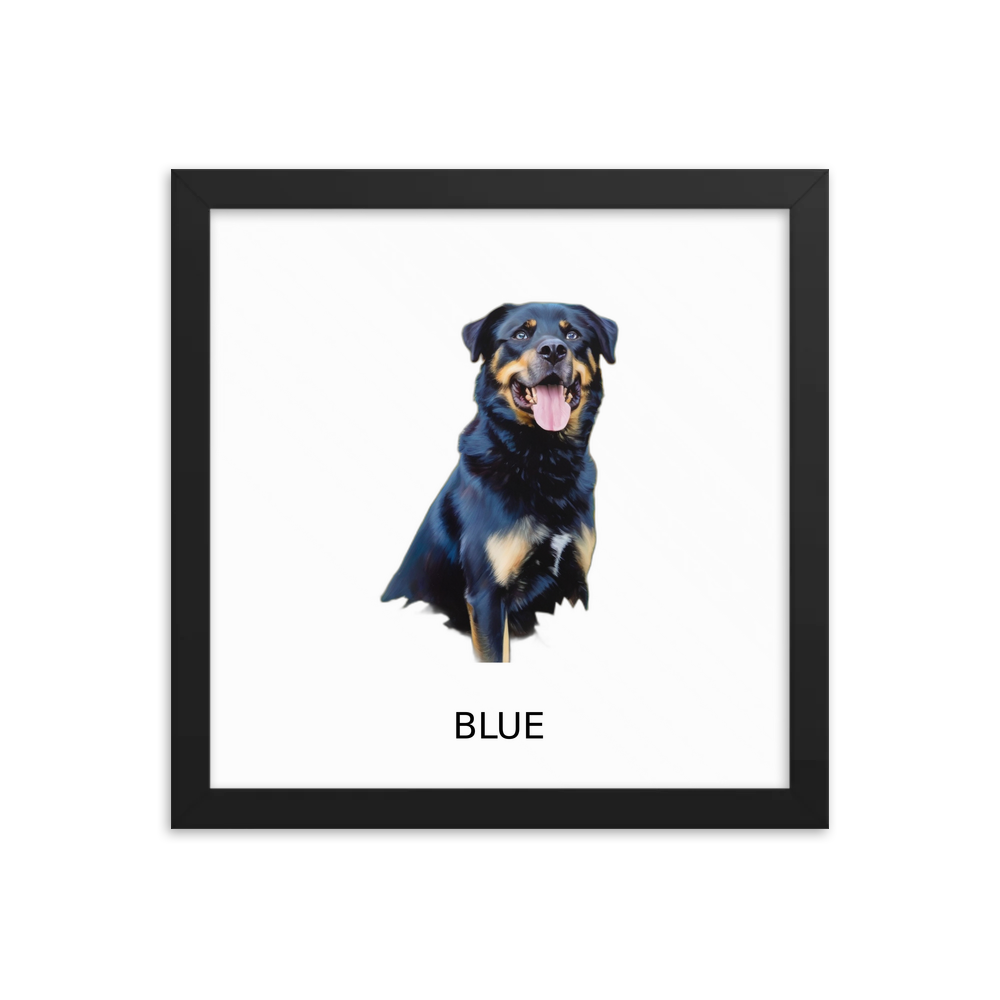 PugMug Custom Blue Framed Print with Your Pet’s Name
