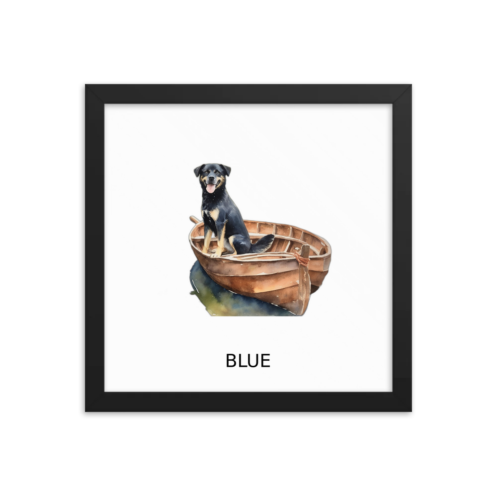 PugMug Custom Blue Framed Print with Your Pet’s Name