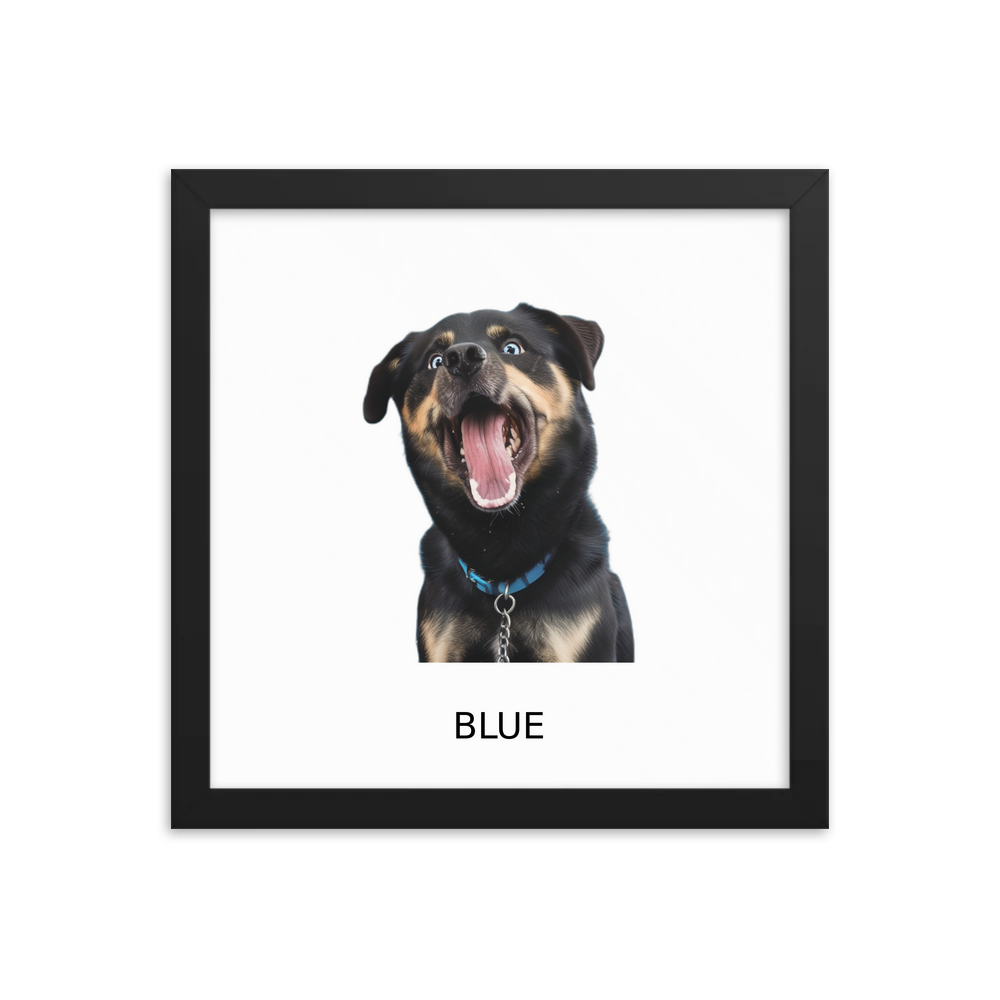 PugMug Custom Blue Framed Print with Your Pet’s Name