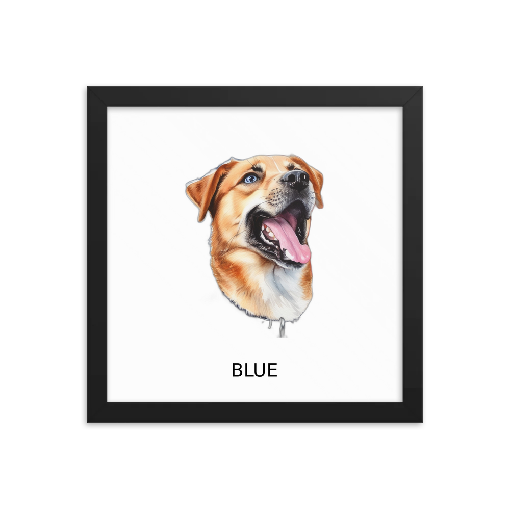PugMug Custom Blue Framed Print with Your Pet’s Name