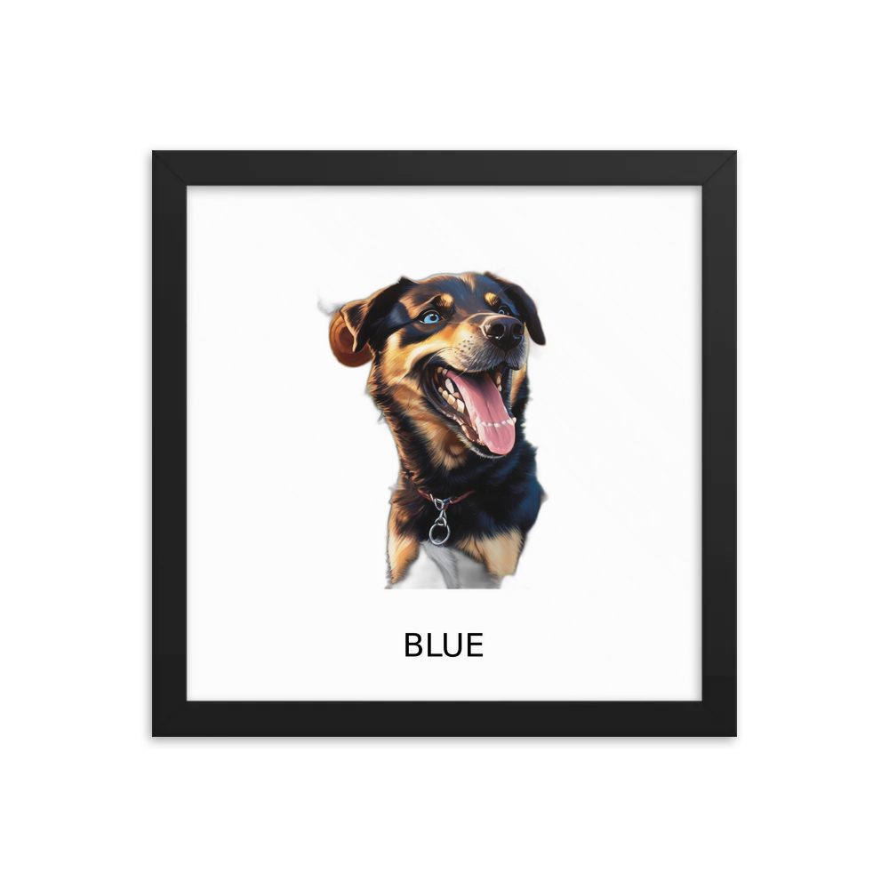 PugMug Custom Blue Framed Print with Your Pet’s Name