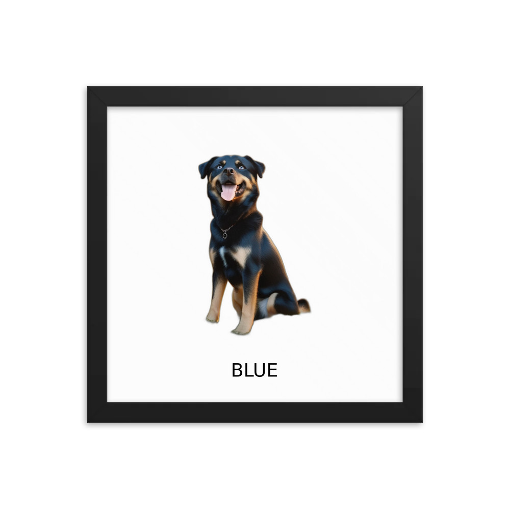 PugMug Custom Blue Framed Print with Your Pet’s Name