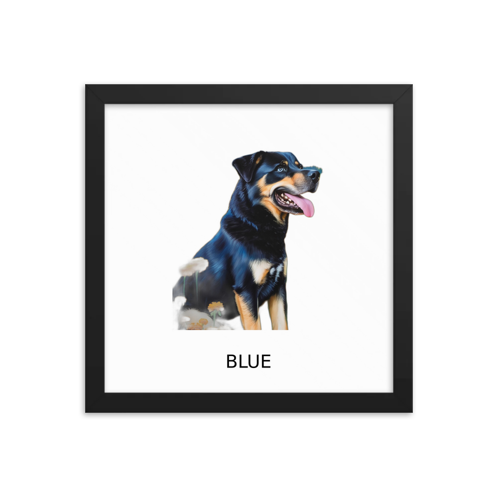 PugMug Custom Blue Framed Print with Your Pet’s Name