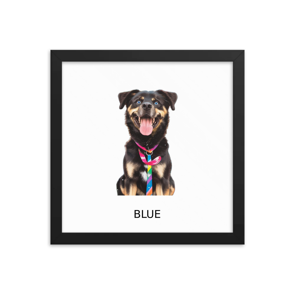 PugMug Custom Blue Framed Print with Your Pet’s Name