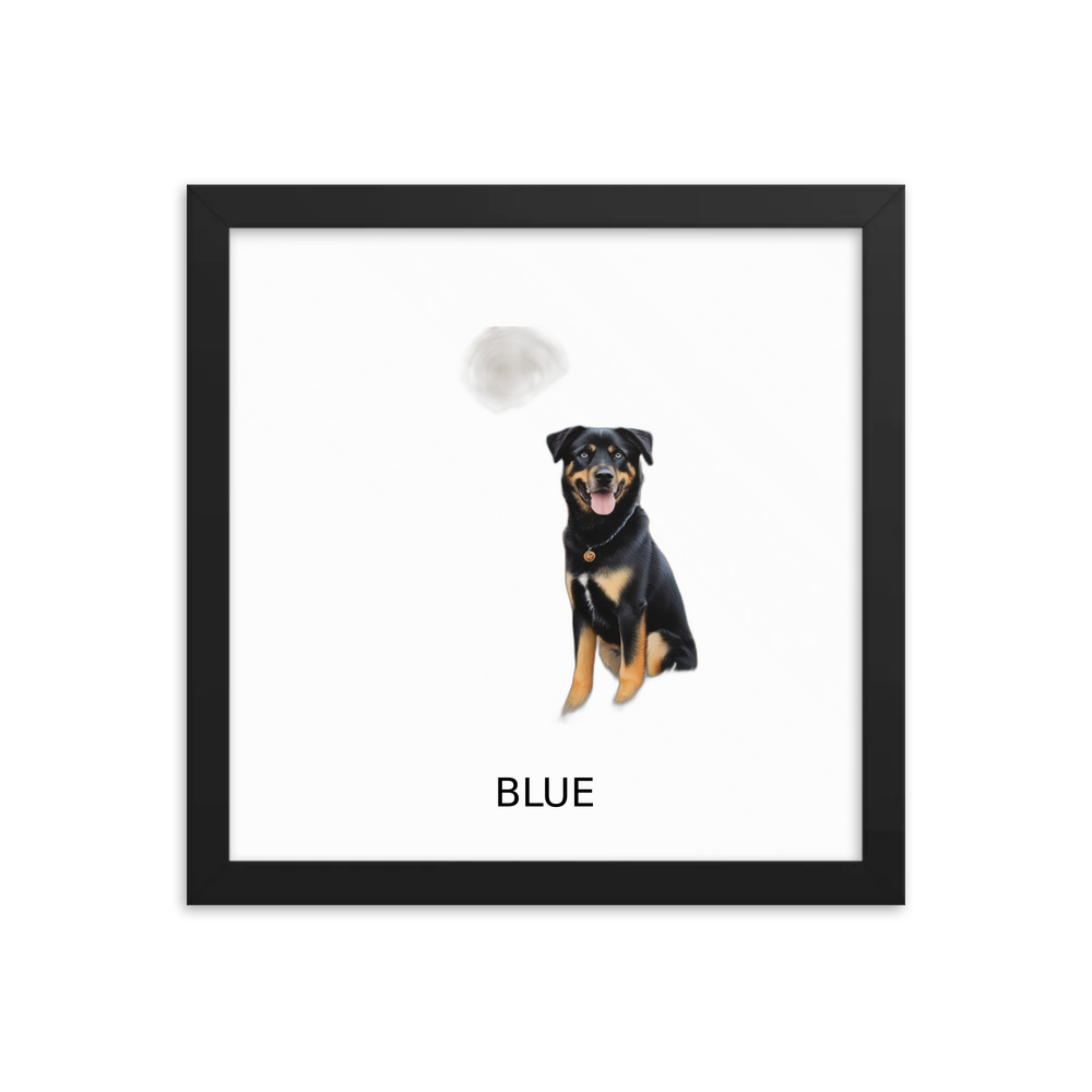 PugMug Custom Blue Framed Print with Your Pet’s Name