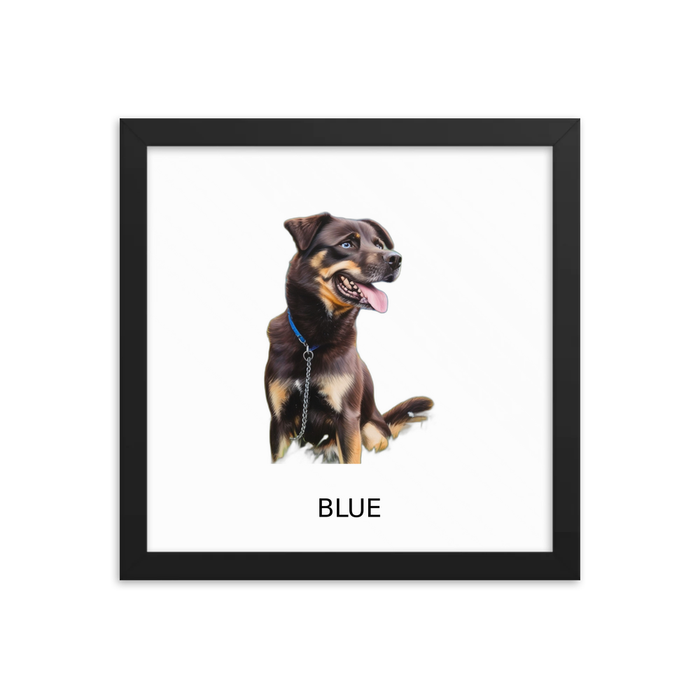 PugMug Custom Blue Framed Print with Your Pet’s Name