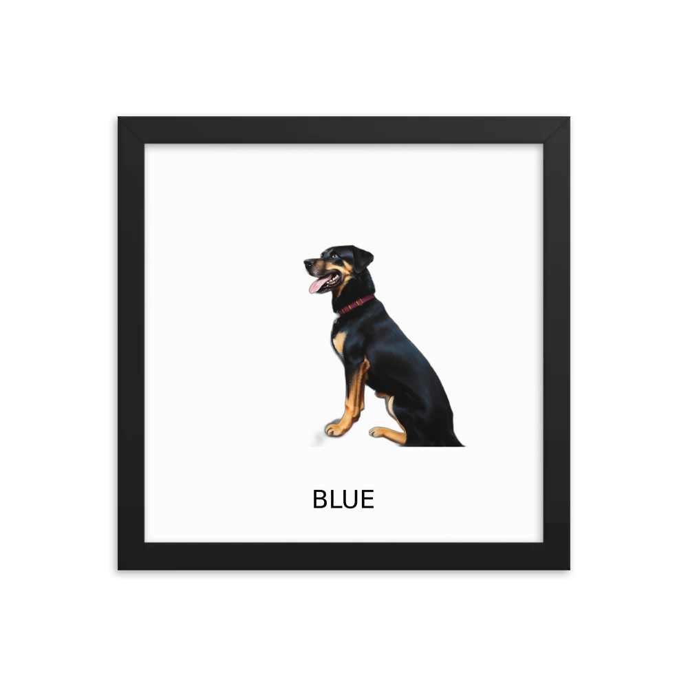 PugMug Custom Blue Framed Print with Your Pet’s Name