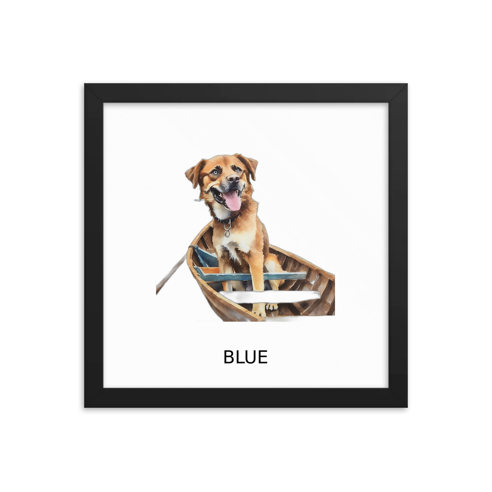 PugMug Custom Blue Framed Print with Your Pet’s Name