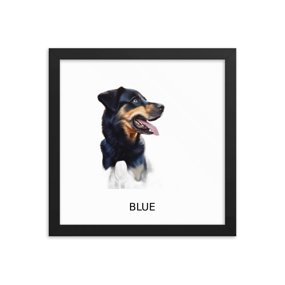 PugMug Custom Blue Framed Print with Your Pet’s Name