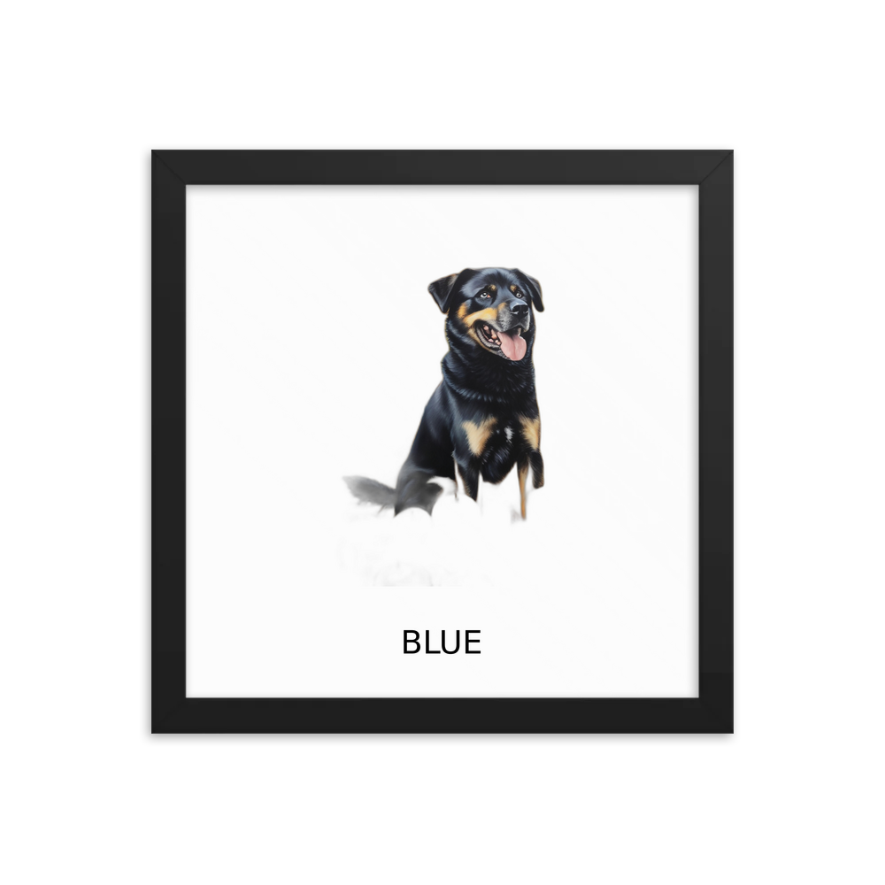 PugMug Custom Blue Framed Print with Your Pet’s Name