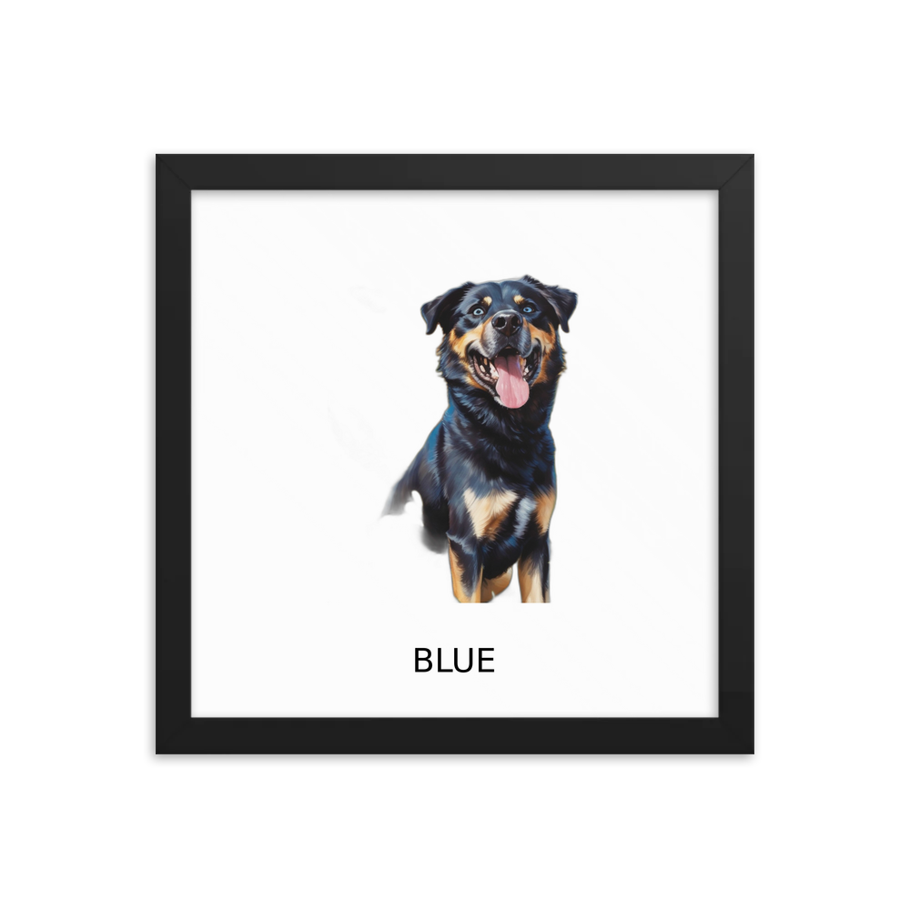 PugMug Custom Blue Framed Print with Your Pet’s Name