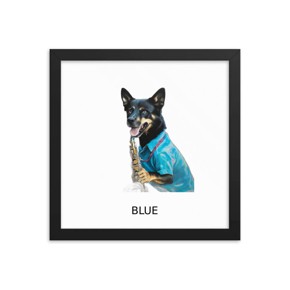 PugMug Custom Blue Framed Print with Your Pet’s Name