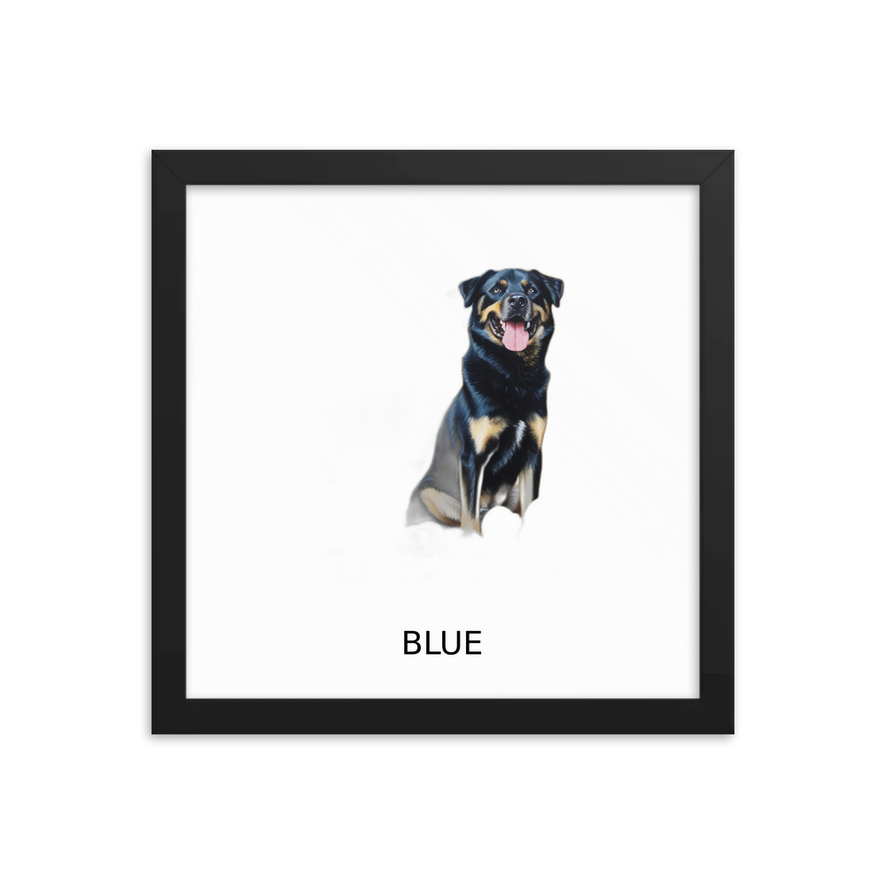 PugMug Custom Blue Framed Print with Your Pet’s Name