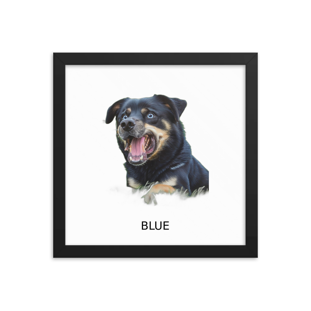 PugMug Custom Blue Framed Print with Your Pet’s Name