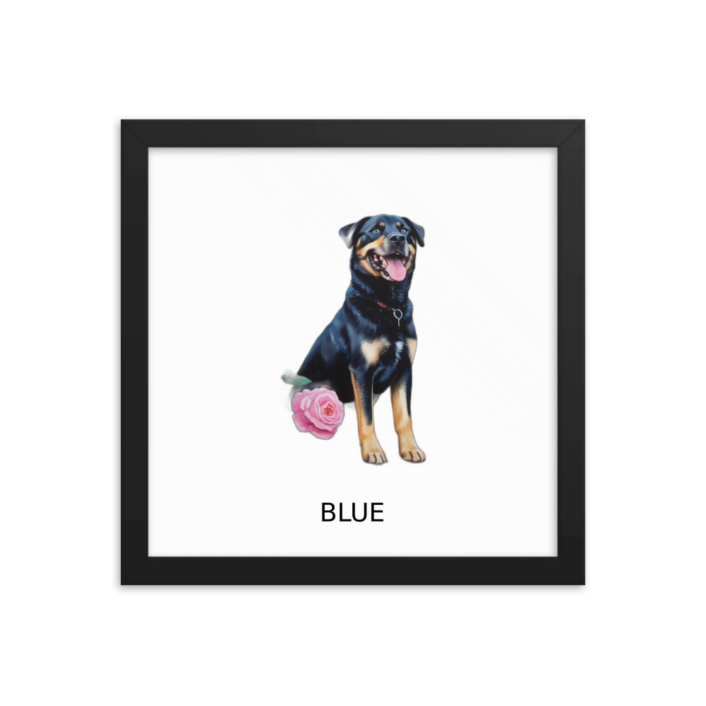 PugMug Custom Blue Framed Print with Your Pet’s Name