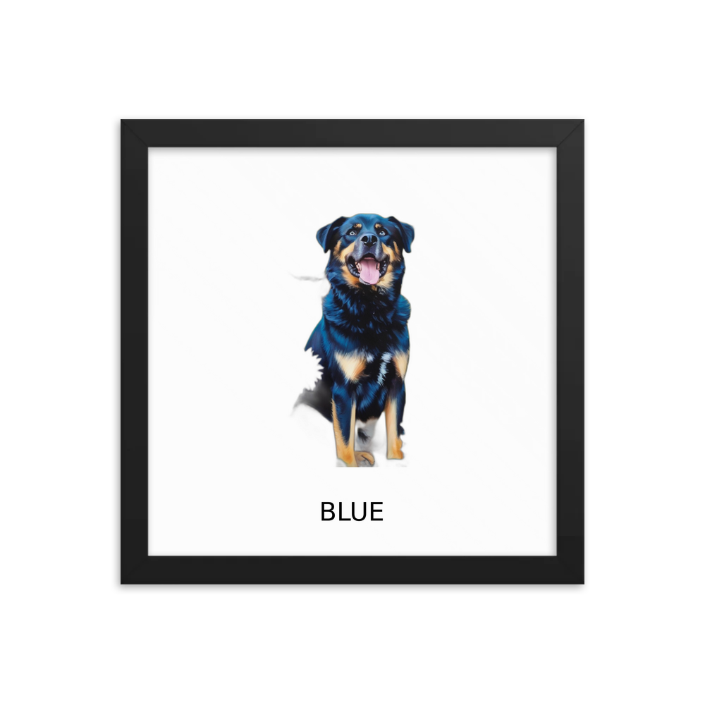 PugMug Custom Blue Framed Print with Your Pet’s Name