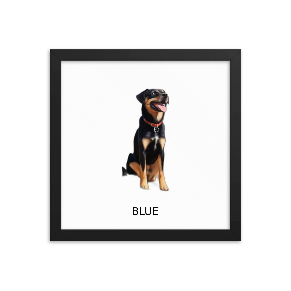 PugMug Custom Blue Framed Print with Your Pet’s Name
