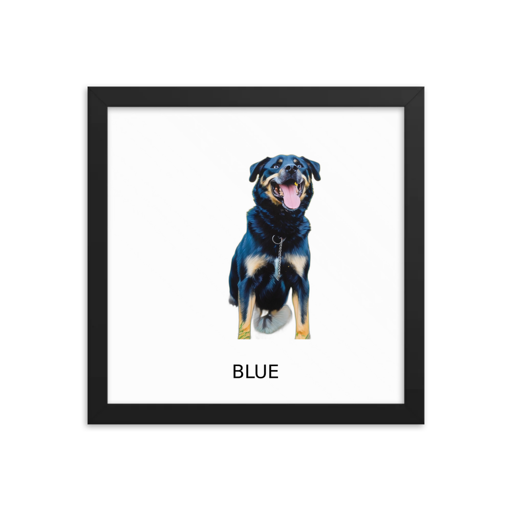 PugMug Custom Blue Framed Print with Your Pet’s Name