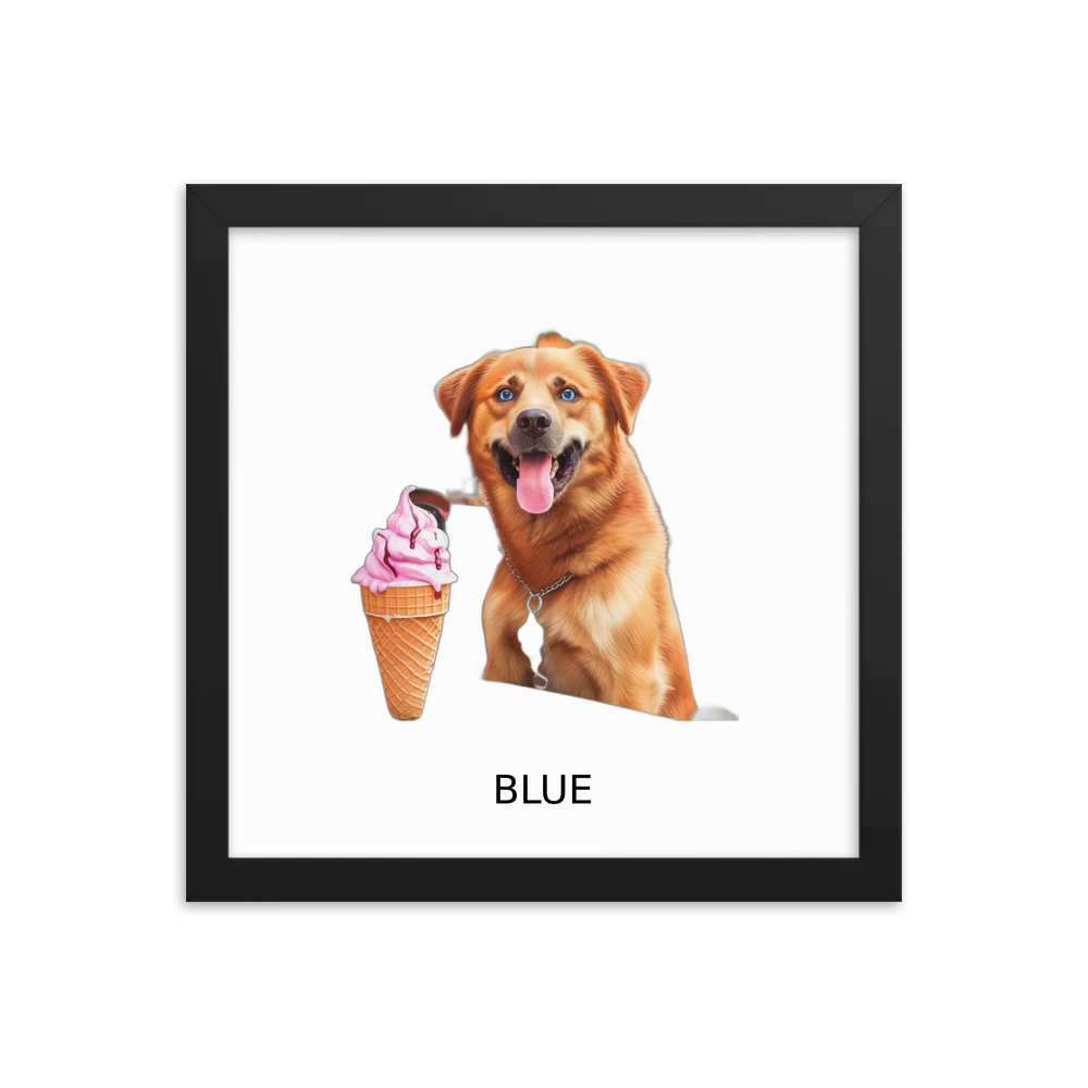 PugMug Custom Blue Framed Print with Your Pet’s Name