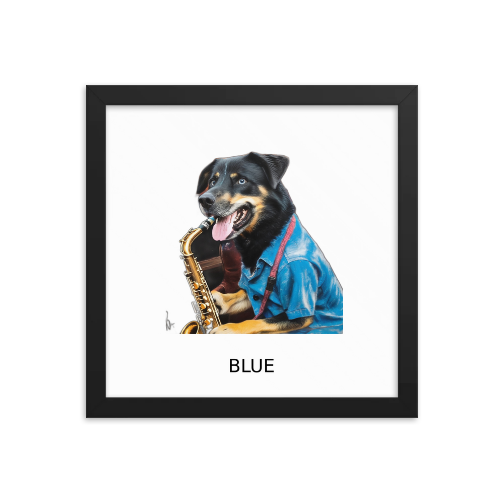 PugMug Custom Blue Framed Print with Your Pet’s Name