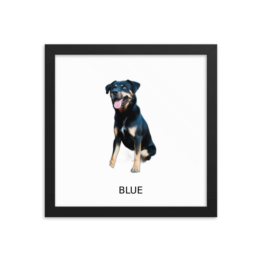 PugMug Custom Blue Framed Print with Your Pet’s Name