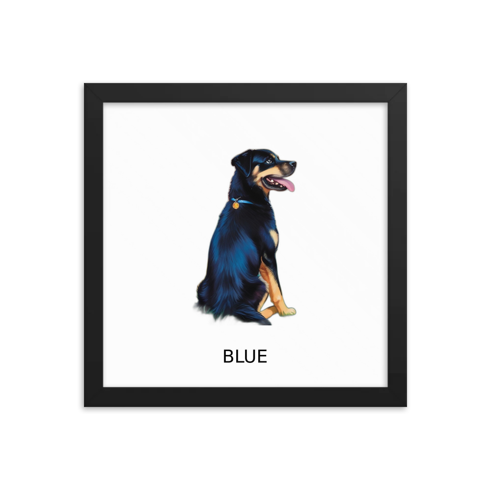 PugMug Custom Blue Framed Print with Your Pet’s Name