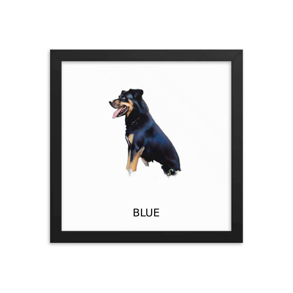 PugMug Custom Blue Framed Print with Your Pet’s Name