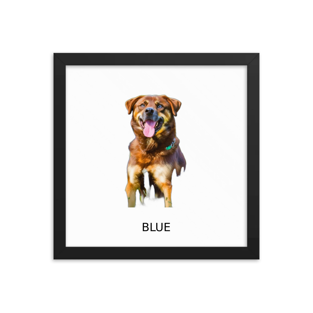 PugMug Custom Blue Framed Print with Your Pet’s Name