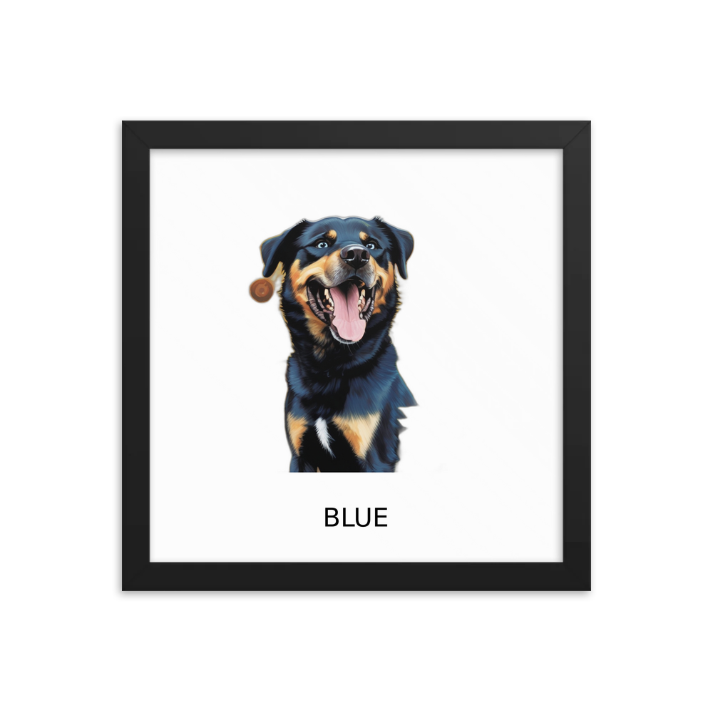 PugMug Custom Blue Framed Print with Your Pet’s Name