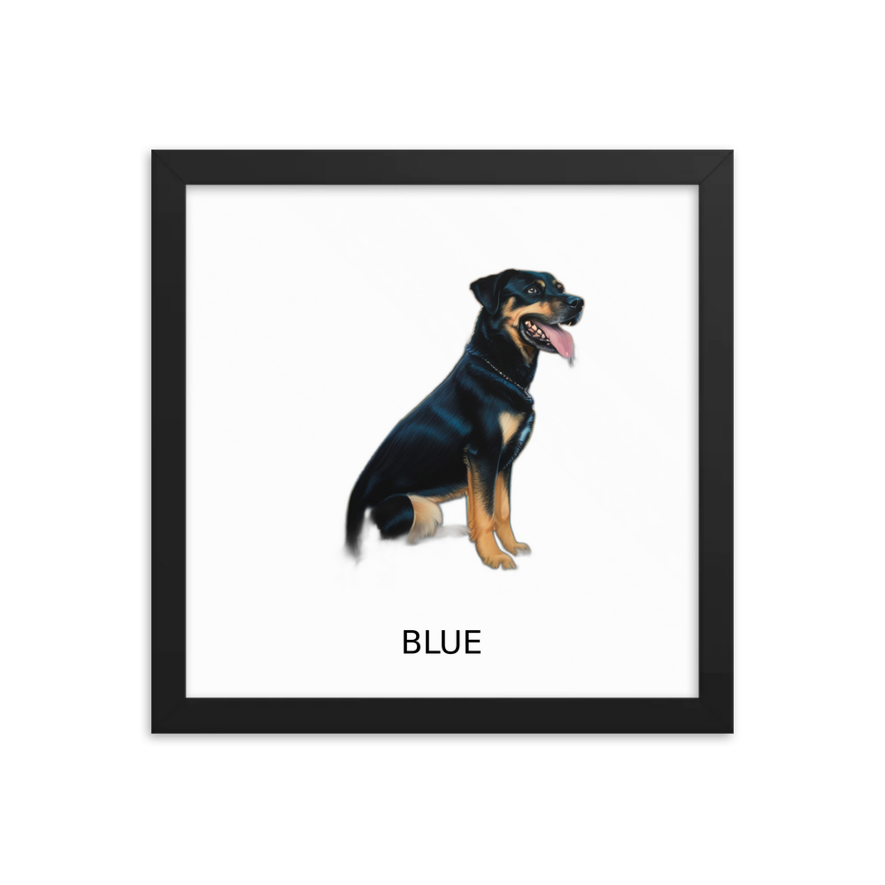 PugMug Custom Blue Framed Print with Your Pet’s Name