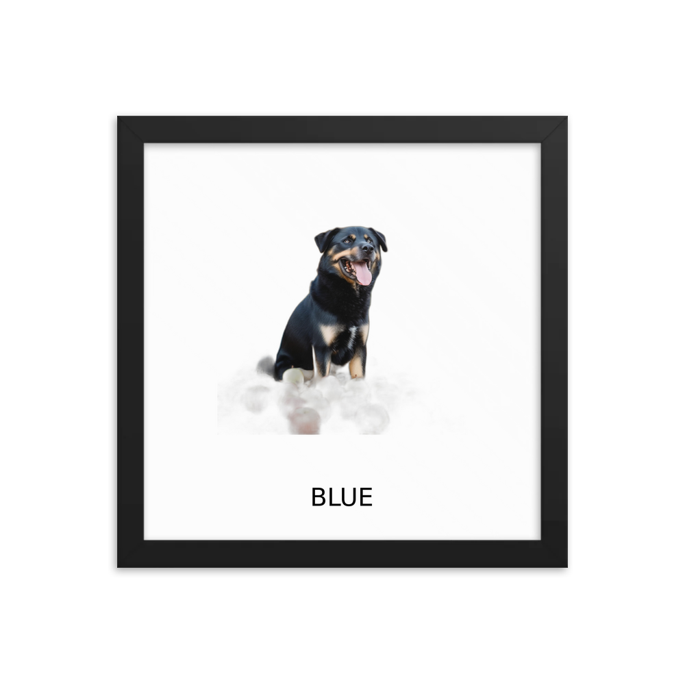 PugMug Custom Blue Framed Print with Your Pet’s Name