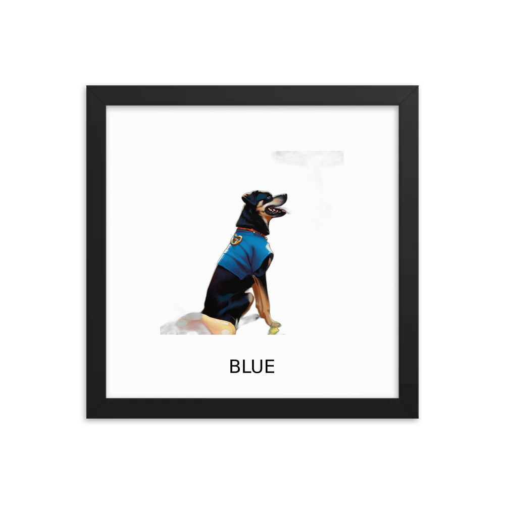PugMug Custom Blue Framed Print with Your Pet’s Name
