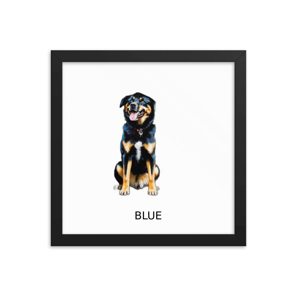 PugMug Custom Blue Framed Print with Your Pet’s Name