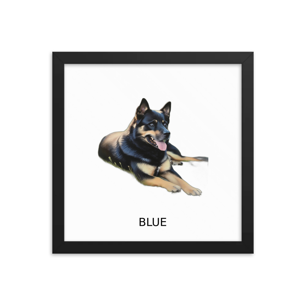 PugMug Custom Blue Framed Print with Your Pet’s Name