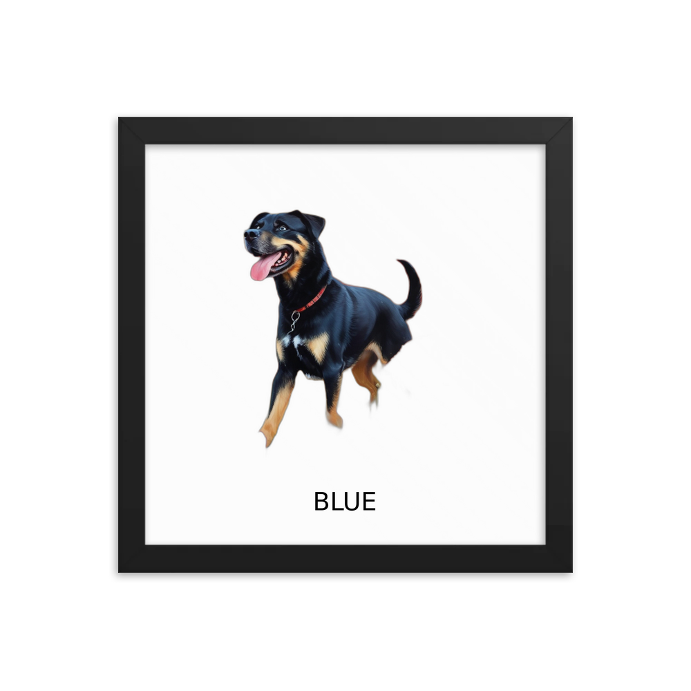 PugMug Custom Blue Framed Print with Your Pet’s Name