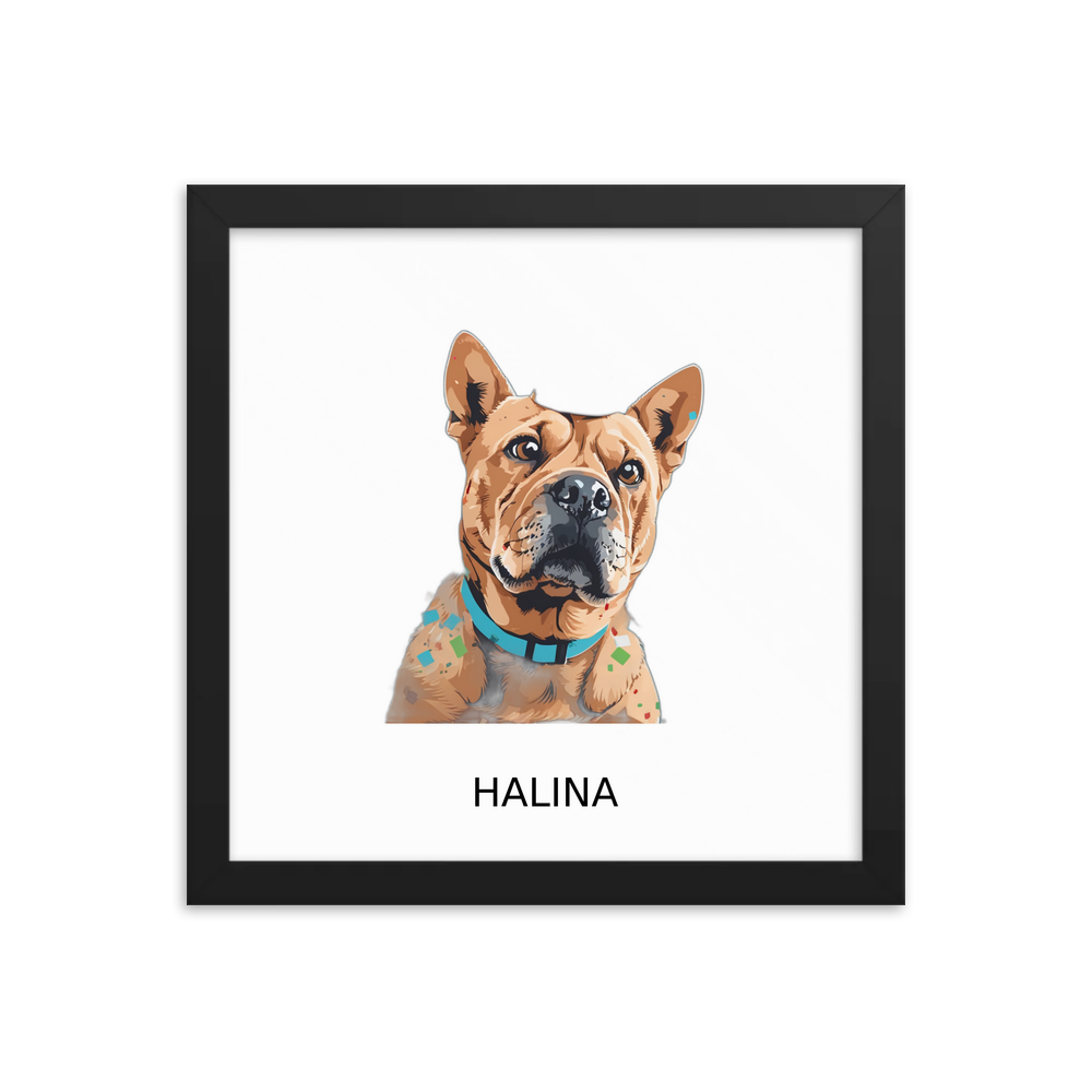 PugMug Custom Halina Framed Print with Your Pet’s Name